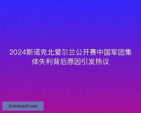 2024斯诺克北爱尔兰公开赛中国军团集体失利背后原因引发热议