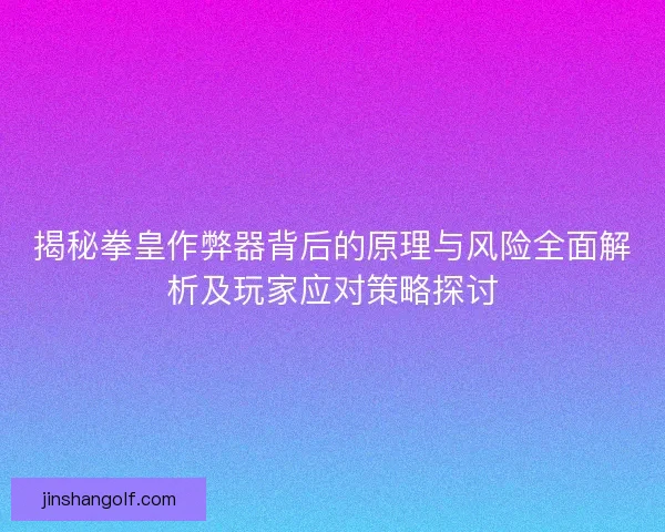 揭秘拳皇作弊器背后的原理与风险全面解析及玩家应对策略探讨